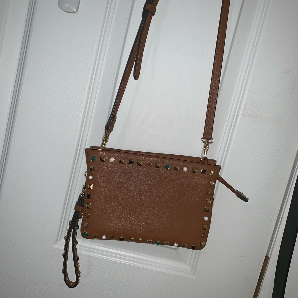 Vince Camuto Brown Studded Crossbody Bag